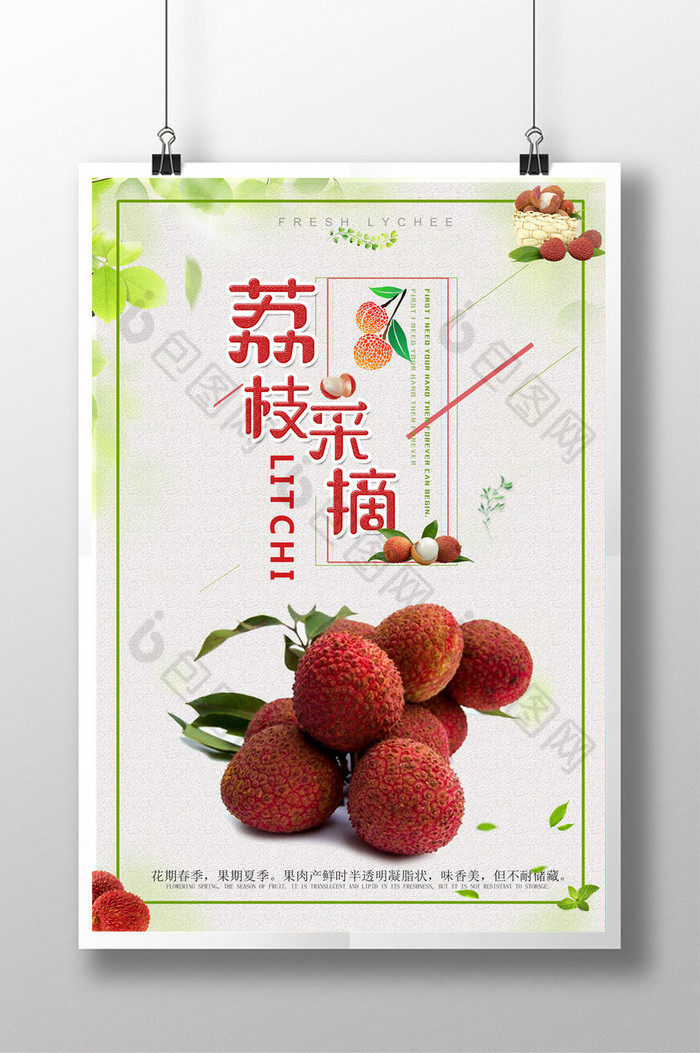 中国风绿色食品荔枝素材图片