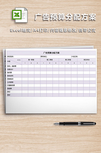 广告预算分配方案excel表图片