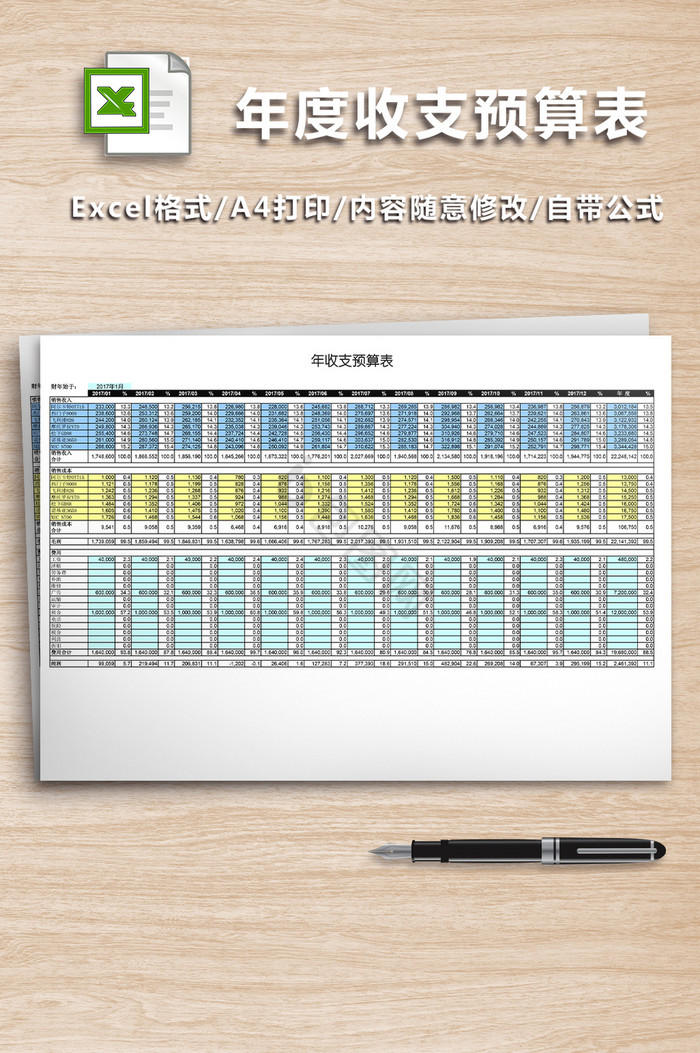 年度收支预算表模板excel表