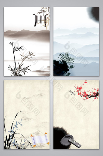 中国风山水水墨背景图片