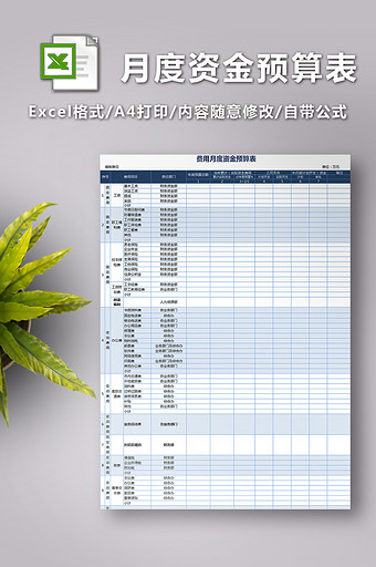 公司月度资金预算账务表图片
