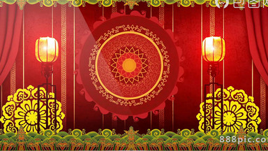 中国中式婚礼背景动态视频ae模板