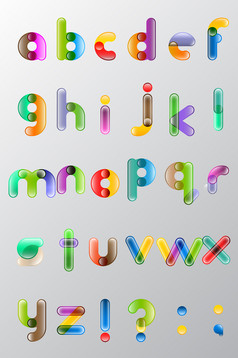 彩色半透明油漆泼溅英文字母设计元素