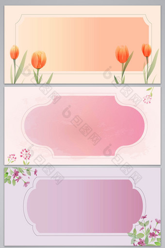 矢量梦幻手绘花朵花卉欧式边框背景图片