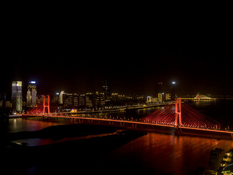 江西南昌八一大桥夜景航拍摄影图