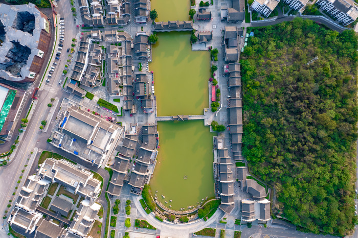 广西崇左市城市风光太平古城航拍摄影图