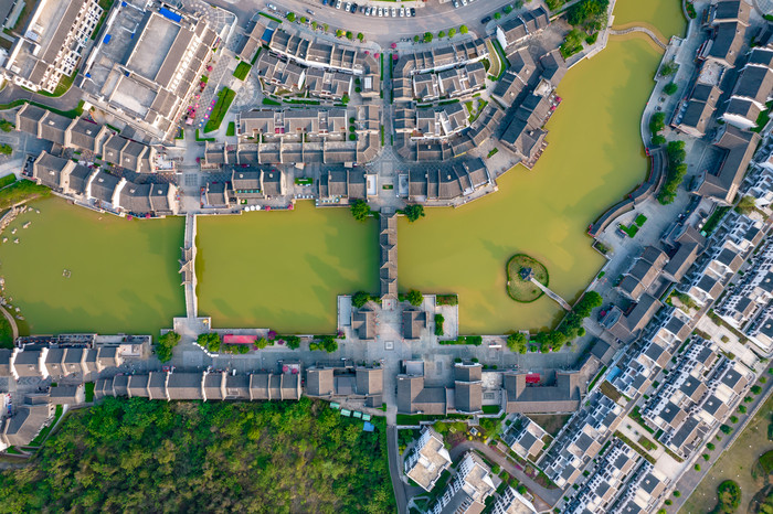 广西崇左市城市风光太平古城航拍摄影图