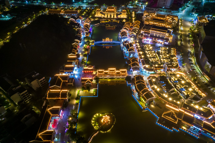 广西崇左市太平府夜景天平古城夜景航拍摄影