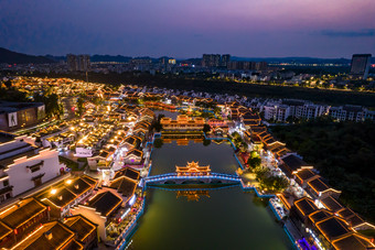 广西崇左市太平府夜景天平古城夜景航拍摄影图