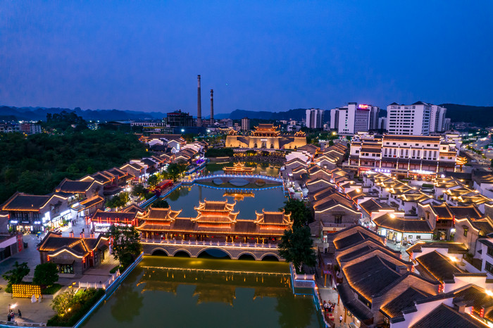 广西崇左市太平府夜景天平古城夜景航拍摄影