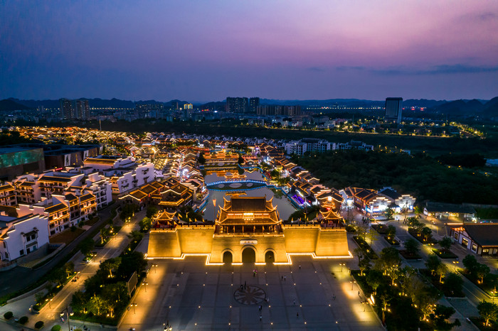 广西崇左市太平府夜景天平古城夜景航拍摄影