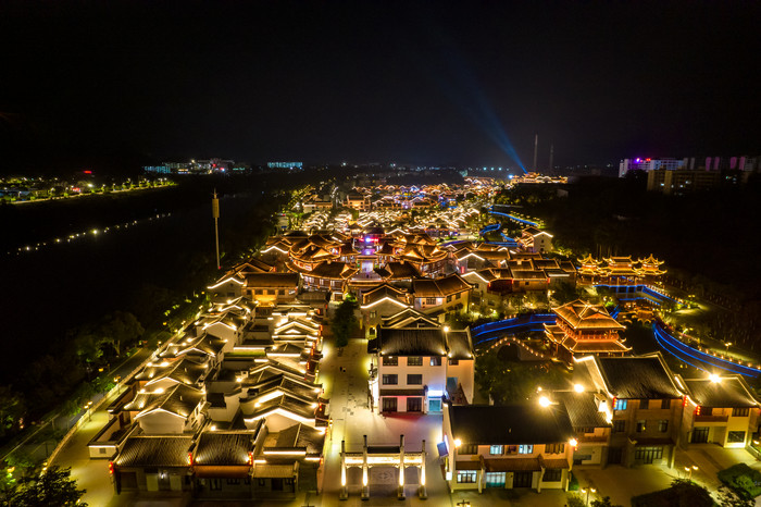 广西崇左市太平府夜景天平古城夜景航拍摄影