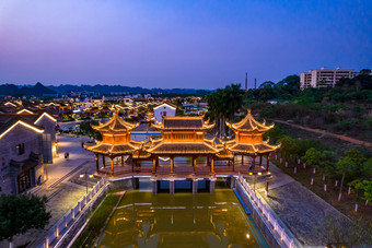 广西崇左市太平府夜景<strong>天平</strong>古城夜景航拍摄影图