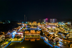 广西崇左市太平府夜景天平古城夜景航拍摄影图