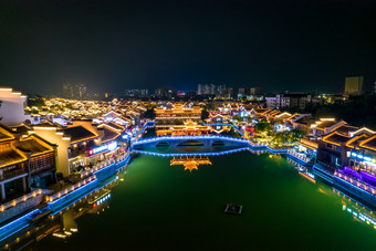 广西崇左市太平府夜景<strong>天平</strong>古城夜景航拍摄影图