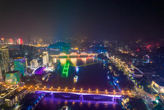 广西柳州城市夜景灯光航拍摄影图