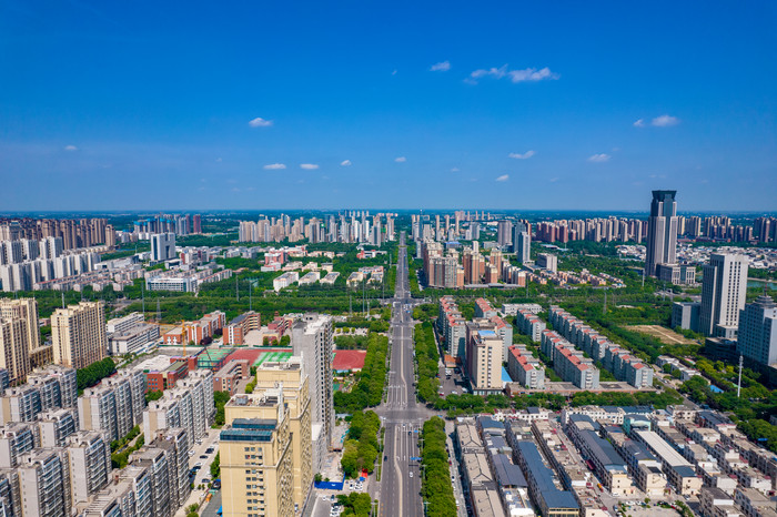 河南许昌城市风光交通建筑高楼航拍摄影图
