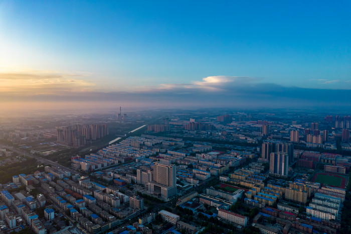 河南许昌城市日出航拍摄影图