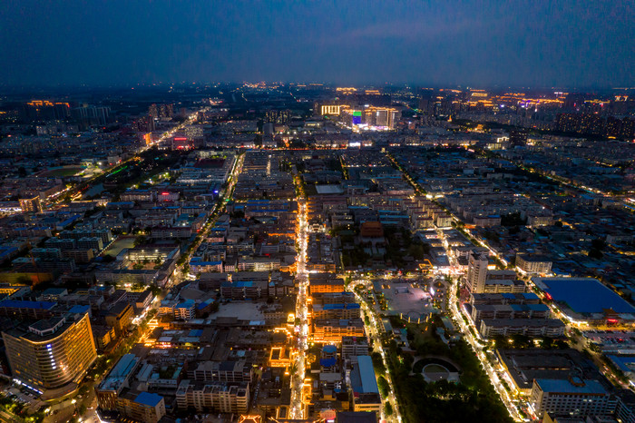 河南许昌城市夜景航拍摄影图
