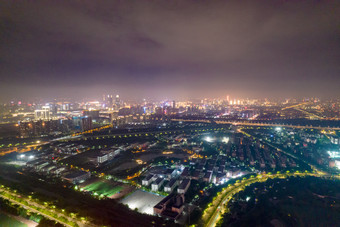 郑州城市夜景大景航拍摄影图