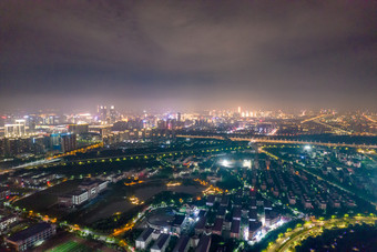 郑州城市夜景大景航拍摄影图