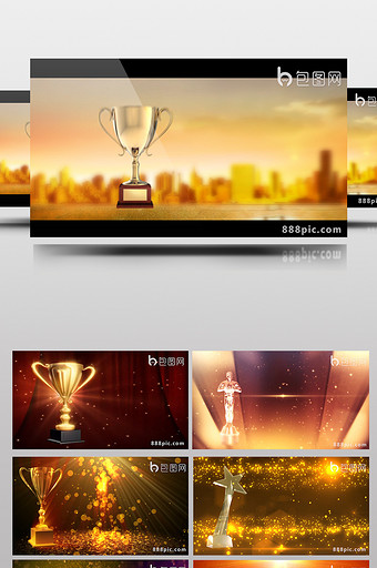 公司年终颁奖、奖杯视频素材图片