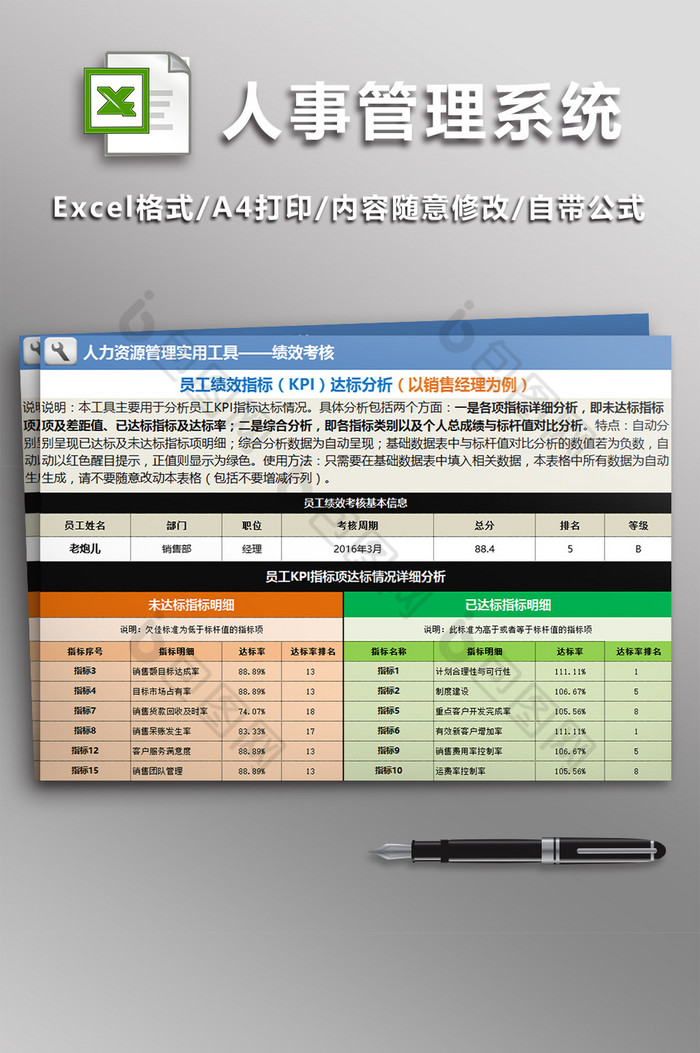 人力资源管理工具绩效考核excel模板图片图片