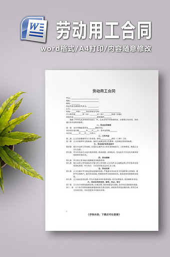 劳动用工合同word文档图片