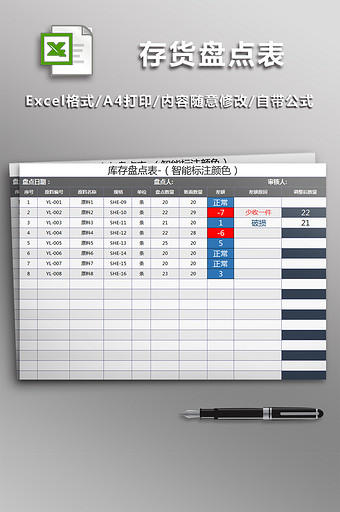 存货盘点表智能标注颜色图片