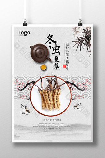 中国冬虫夏草宣传海报设计图片