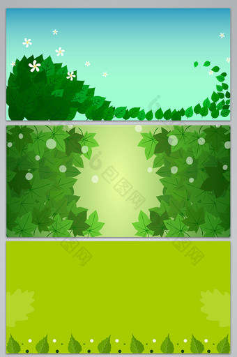 绿色手绘树叶背景图片