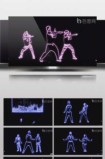 红蓝激光荧光人影小苹果舞蹈舞台高清视频素图片
