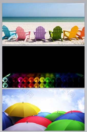 彩色的椅子和雨伞背景图片