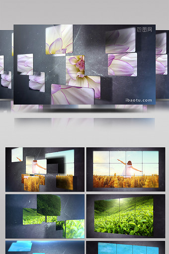 AE模板 多图拼凑成屏幕动画展示片头模板图片