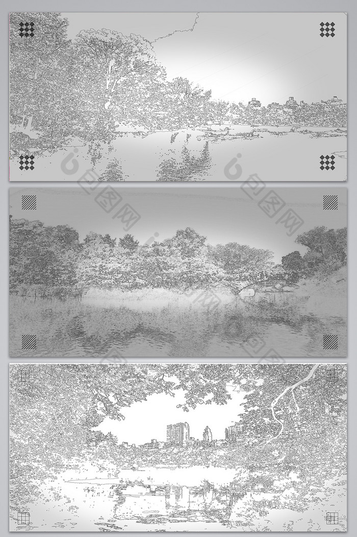 黑白素描树木图片图片