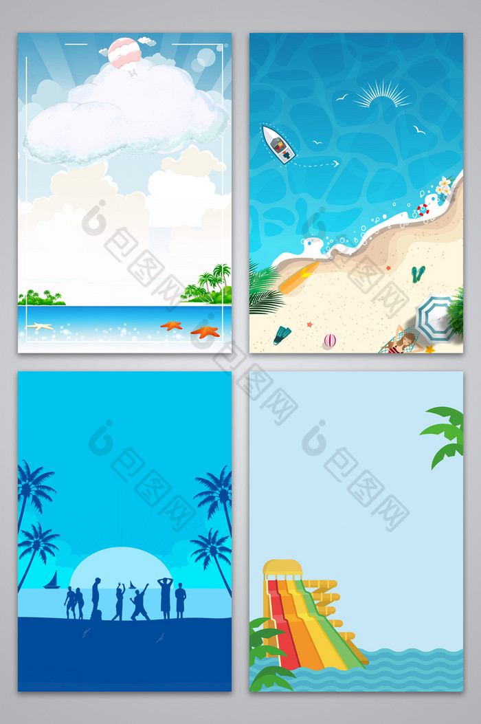 沙滩海边蓝色背景图片