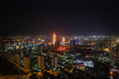 航拍保定大景夜景