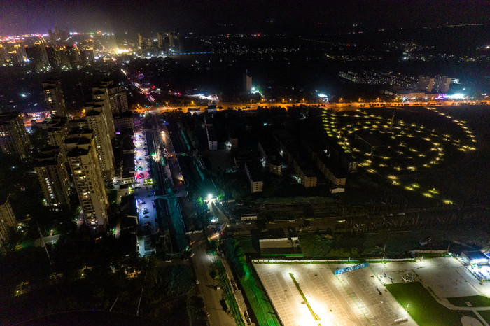 河北衡水城市夜景灯光航拍摄影图