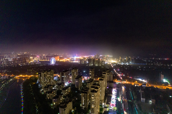 河北衡水城市夜景灯光航拍摄影图