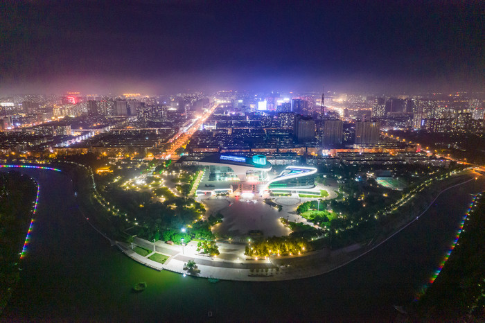 河北衡水城市夜景灯光航拍摄影图