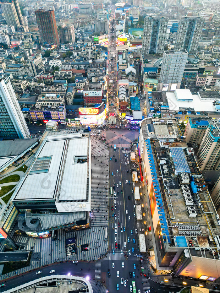 湖南长沙黄兴路步行街五一商圈航拍摄影图