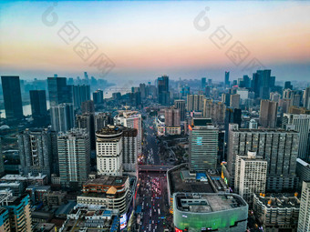 湖南长沙黄兴路步行街五一商圈航拍摄影图