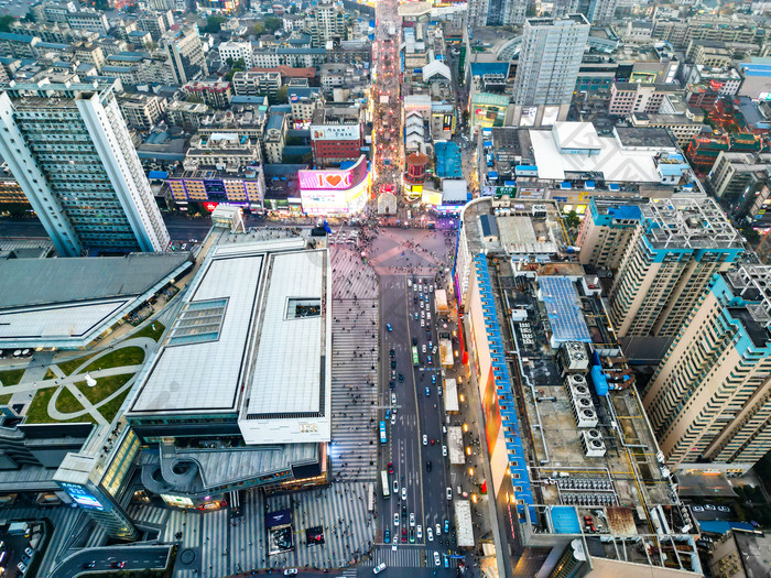 湖南长沙黄兴路步行街五一商圈航拍摄影图