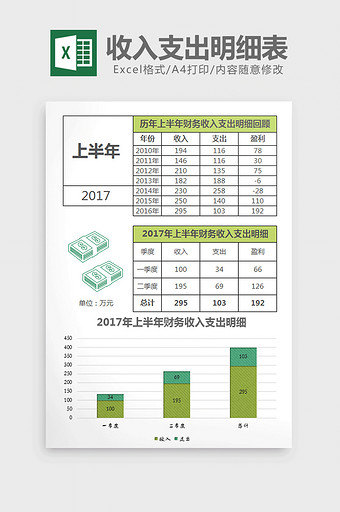 历年上半年财务支出出入明细表excel模图片