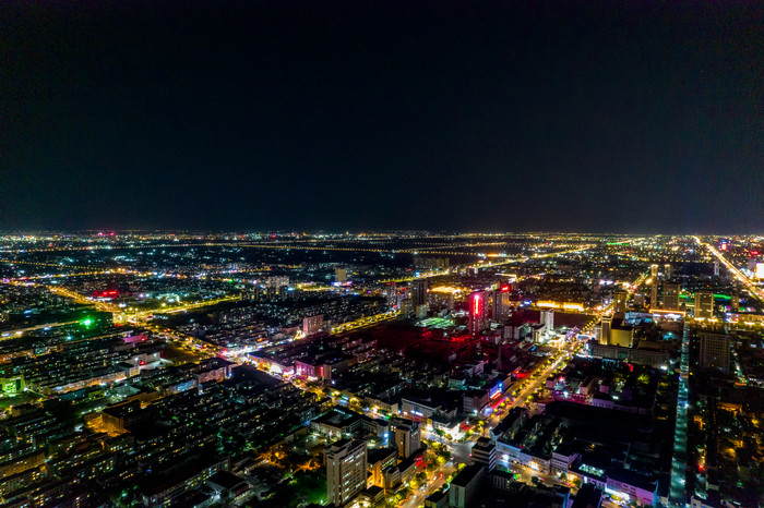 山东东营城市夜景灯光航拍摄影图