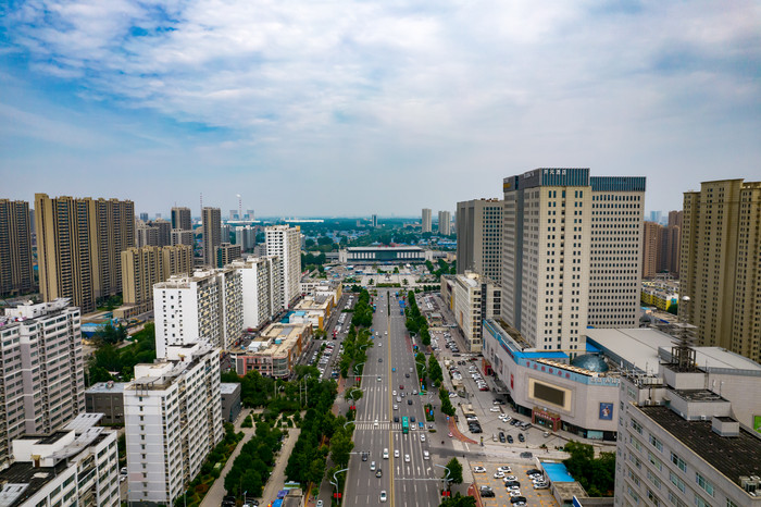 山东菏泽城市风光航拍摄影图