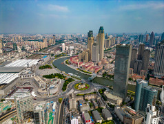 天津城市风光火车站交通航拍摄影图