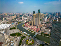 天津城市风光火车站交通航拍摄影图