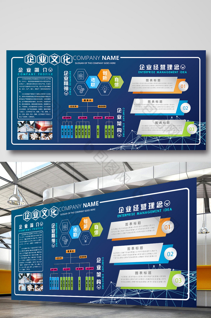 企业展板党建文化墙年度目标图片