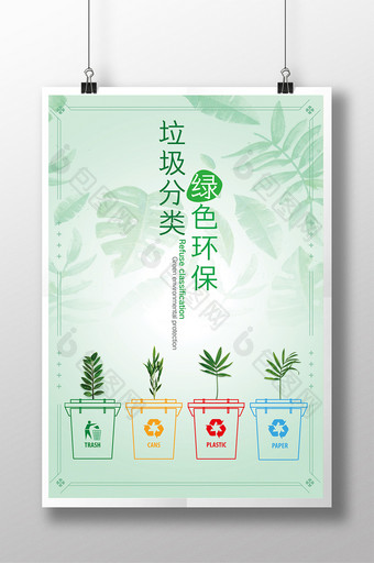 垃圾分类绿色环保公益海报图片